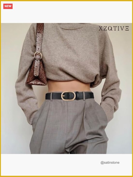 3 Pack Plus Size Faux Leather Belts with Gold Buckle for Women main image 5